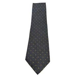 Ermenegildo Zegna Silk Tie Charcoal Gray Yellow Geometric Square Wide Made Italy